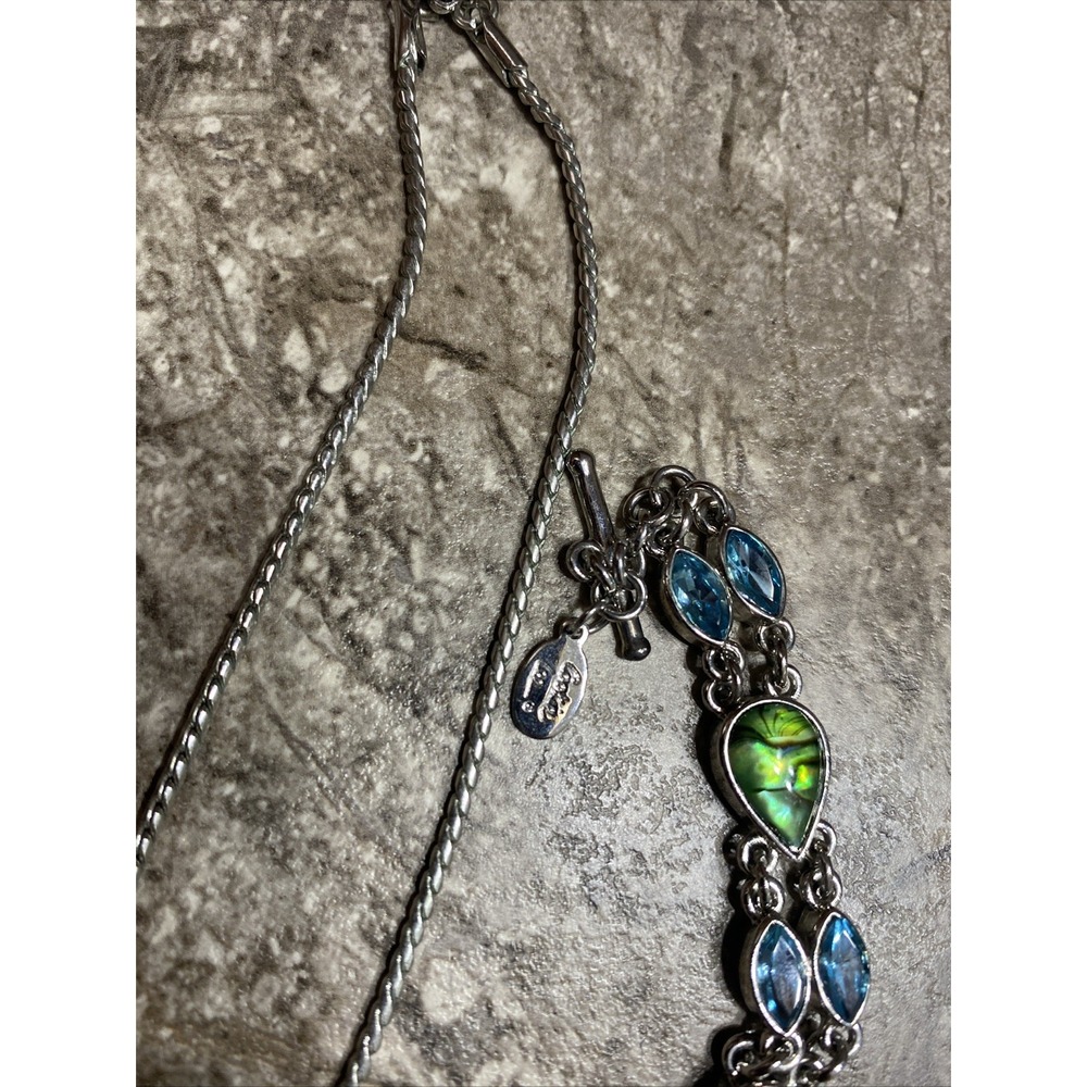 Vintage‎ Cookie Lee Inset Stones Blue & Green & Silver Tone Bracelet Necklace… - Picture 5 of 7